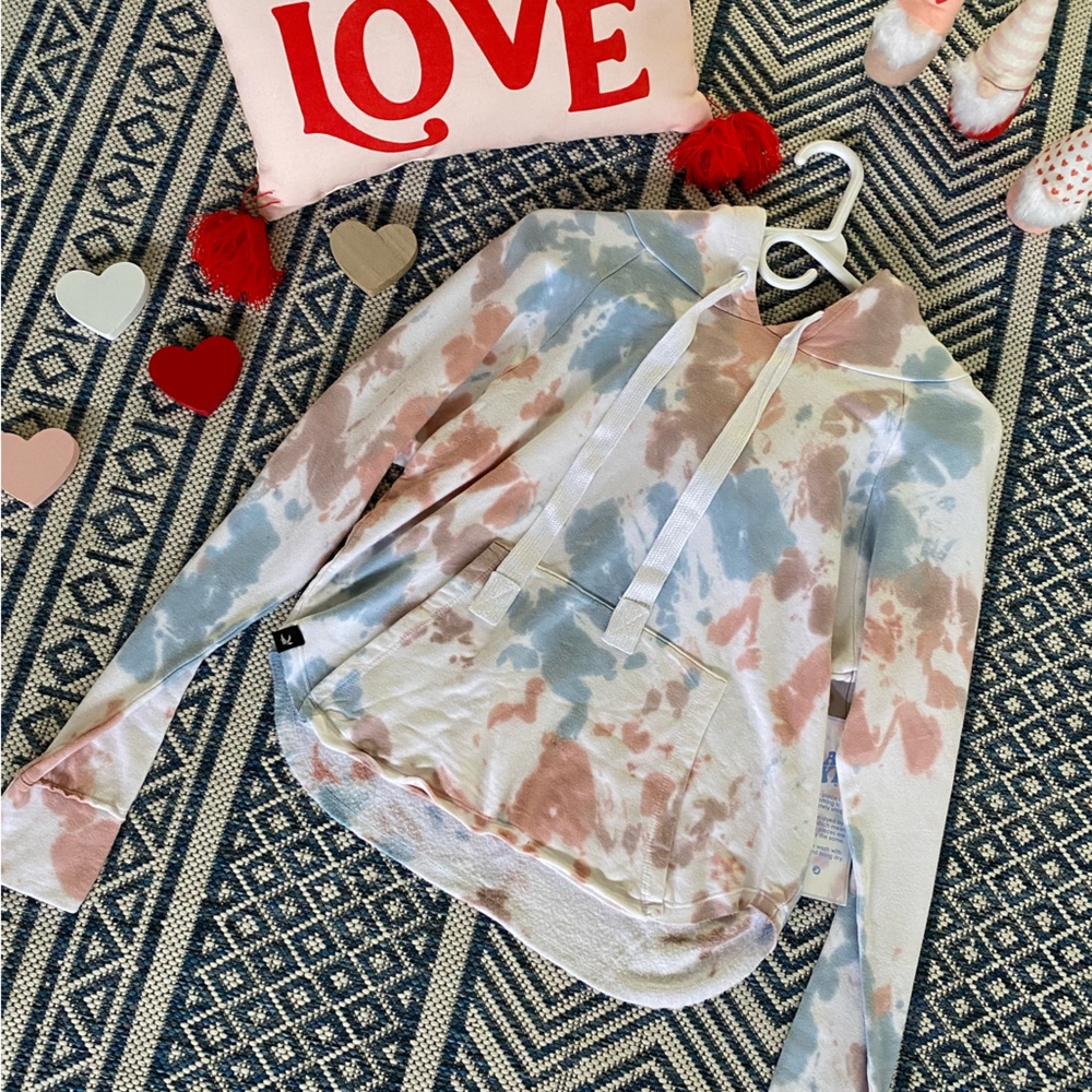 Glyder size small, pink, brown, and blue tie-dyed hoodie